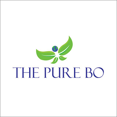 Logo The Pure BO blue bo branding earth graphic design green healthy leaf logo logos natural pure shine