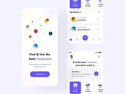 Freelancer finder app 👨‍💻 adobe colors design figma freelancer illustration job platform ui uidesign uiux ux uxdesign