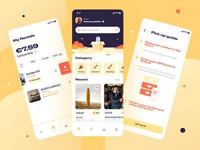 Designflows 2021 - Toolkit rental app app design application clean design designflows designflows 2021 figma icons illustration interface minimal mobile mobile app toolkit ui ux whitespace