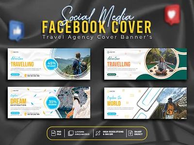 Travel agency social media facebook cover banner's social midia cover banner tour banner