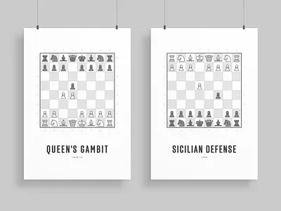 Chess Opening Print / Poster bishop black pieces checkmate chess chess board chess gift chess openings chess poster chess print chess theme king knight pawn poster design print design queens gambit rook sicilian defense the queens gambit white pieces