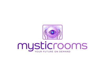 Mystic Rooms ball crystal design hands live logo mystic pink play psychic purple rooms stars stream vibrant video