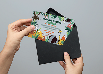 Safari themed Birthday party invitation for a 1 year old. artwork birthday birthdayinvitation designer graphic design illustration illustrator invitation invitations photoshop safari