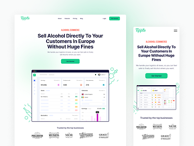 Tipple homepage alcohol clean design ecommerce hero landing page layout logistics saas taxes ui ux ui design web design website