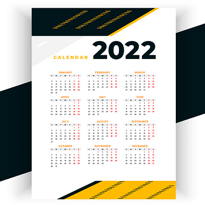 2022 business style modern new year calendar design template october