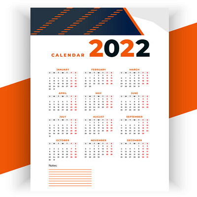 2022 business style modern new year calendar design template october