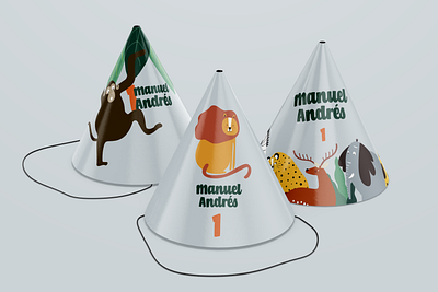Safari themed Birthday hats - 1 year old. 1yearold birthday designer graphic design illustrator invitations party photoshop safari safarithemed