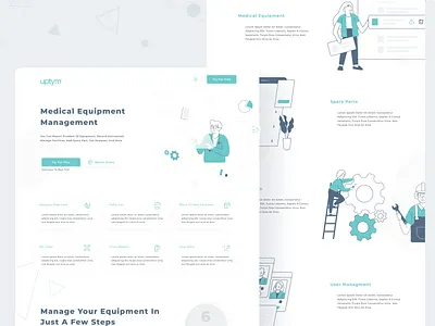 Opianland Medical Equipments - Landingpage abstract equipment management header illustration landing medical outline ui user interface web