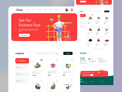 Baby Toy Web UI 2022 trends 3d branding design illustration logo minimal modern toy 3d web toy ui toy web ui ux web website