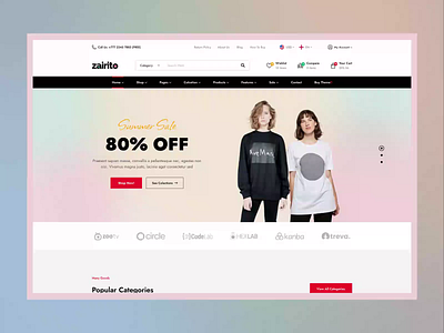 Zairito - Ecommerce Website UI Animation. app branding buy sell appliaction ecommerce ecommerce store ecommerce website illustration logo minimal mobile shopify website software ui store ui vector website website ui wix website