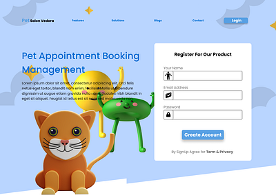 Pet Appointment Landing Page 3d ui website