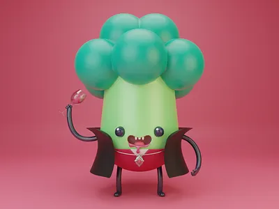 Brokolyk (Dracula version) character design 3d blood branding broccoli cartoon character design dracula food graphic design green illustration red ukraine vampire