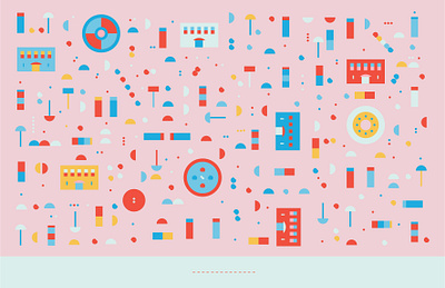 Playing around with shapes and colors, sizes and spacing collage design geometric shapes