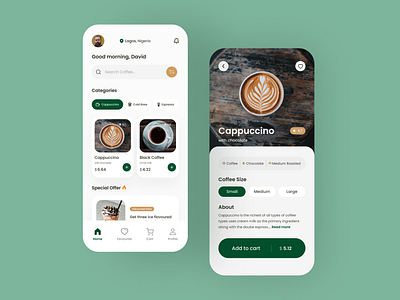 Coffee Ordering App branding design typography ui ux
