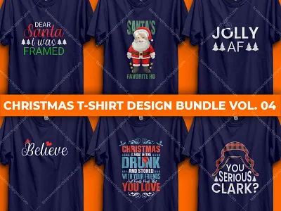 Christmas T-Shirt Design Bundle Vol. 04 apparel christmas t shirt design funny t shirt holidays illustration logo retro t shirt santa shirt t shirt design idea tee template tshirt ui xmas