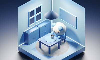 Blue room 3D 3d blender illustration