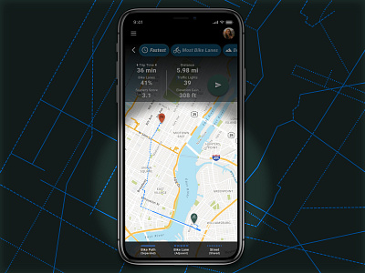 Bike Lane Mapping app bike cycling design fitness google maps navigation route strava ui ux