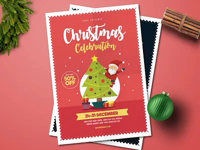 Christmas Celebration Flyer card catalog celebration celebration flyer christmas christmas card clean design flyer flyer christmas illustration indesign magazine modern new new year print printable template year