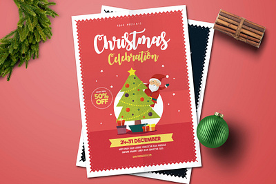 Christmas Celebration Flyer card catalog celebration celebration flyer christmas christmas card clean design flyer flyer christmas illustration indesign magazine modern new new year print printable template year