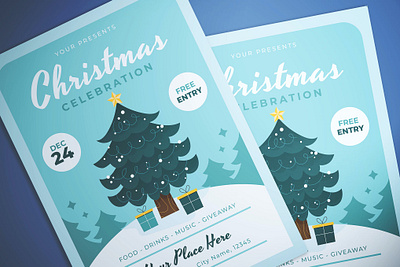 Christmas Celebration Flyer card card christmas catalog celebration flyer christmas celebration clean design flat flyer graphic design illustration indesign magazine poster print printable promotion template tree winter