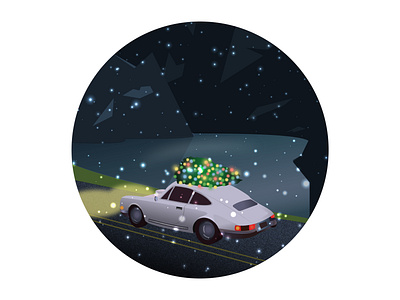 the holiday is coming adobe adobe illustrator car christmas illustration illustrator snow vector