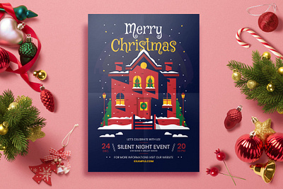 Christmas Flyer Template banner card catalog christmas flyer clean decoration design flyer flyer template graphic design illustration indesign magazine minimal modern new year print printable template vector