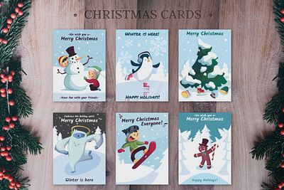 Hand Drawn Christmas Cards Collection card santa cards collection catalog celebration christmas christmas cards clean design graphic design hand drawn illustration indesign magazine merry newyear print printable santa template xmas