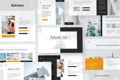 Arhcma - Architecture Presentation Template architecture branding design designposter education exterior furniture graphic design illustration interior interior design keynote motion graphics pitch deck powerpoint presentation presentation template startup template vector