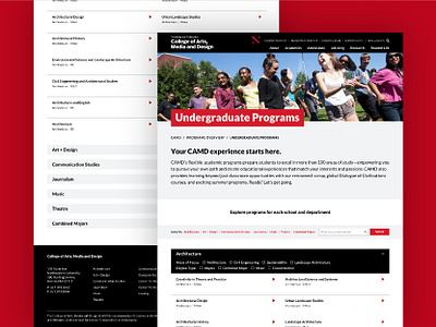 Northeastern CAMD - Programs Overview accordions black camd college northeastern programs red ui uiux undergraduate university ux web white