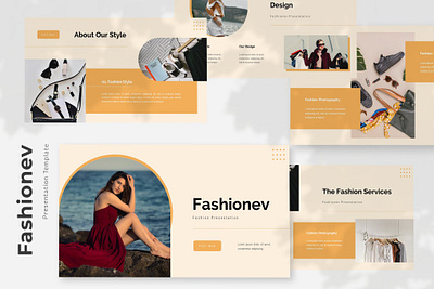 Fashionev - Fashion Presentation Template agency branding design designposter education fashion fashion presentation google slides graphic design illustration influencer keynote lifestyle modern pitch deck powerpoint slide startup template vector