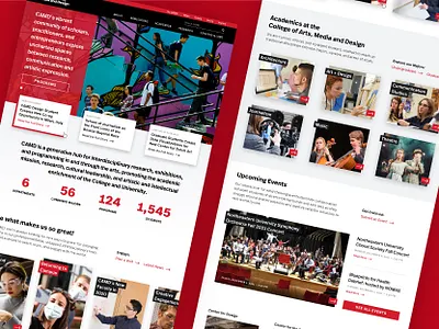 Northeastern University CAMD Homepage black camd college design northeastern red ui uiux university ux white
