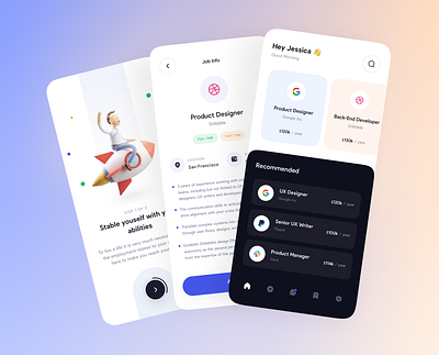 Job Finder App 3d app app ui application branding clean design flat graphic design illustration job job finder minimal piqo ui uiux user exprience userinterface ux work app