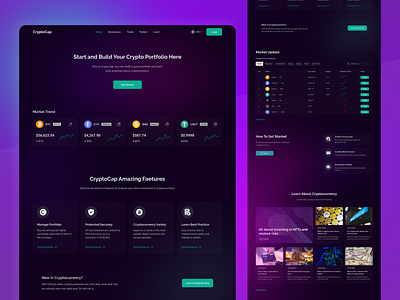 Cryptocurrency Landing Page - Dark Mode blockchain cryptocurrency illustration investment landing page mobile app design mobile design ui design ux design uxui design web design web3