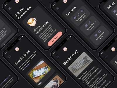 Choo Keyboards case study dark mode dark theme design mechanical keyboards responsive design ui ux ux design ux research