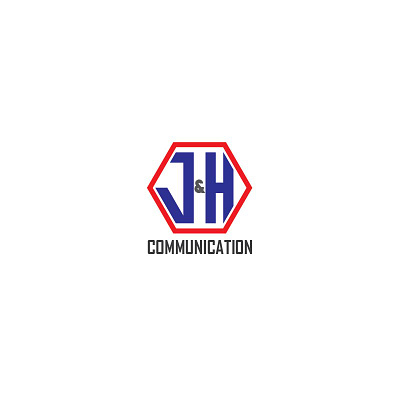 Logo J & H Communication blue branding communication graphic design h j logo logos minimalis monogram red strong telecommunication