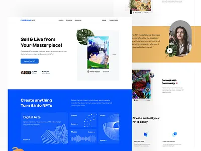 Coinbase NFT - Unofficial Design 🎴 art character coinbase crypto crypto art digital art homepage landing page minimalist nft non fungible token web design whitespace