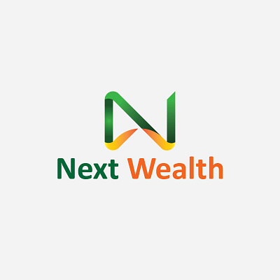 Logo Next Wealth branding financial full color graphic design green logo minimalis moderen money next orange wealth white