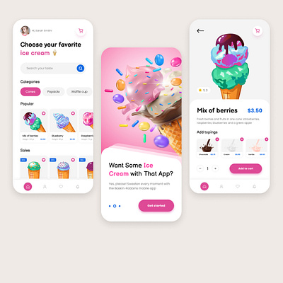 Mobile application for the sale of ice cream app application design graphic design ice icecream mobile ui ux