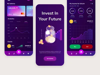 Financial app design app application bitcoin cryptocurrency design finance financial mobile money ui ux