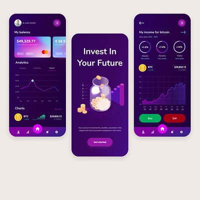 Financial app design app application bitcoin cryptocurrency design finance financial mobile money ui ux