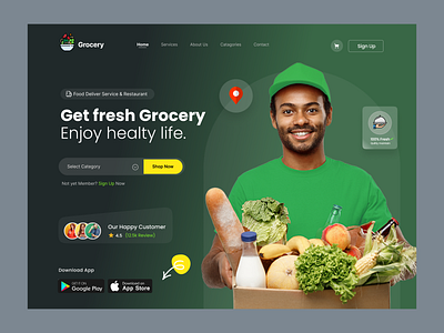 Grocery shop Website UI app designer design designer ecommerce ecommerce website grocery grocery app grocery website homepage illustration landing page minimal work super shop website tazrin trendy ui uiux web ui website website designer