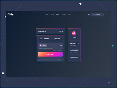 Defi exchange ui blockchain clean crypto crypto exchange dark theme dashboard defi exchange minimal plenty defi tezos xplenty