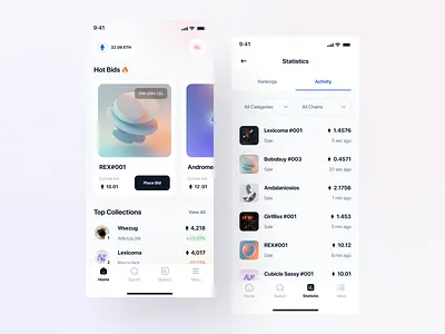 Nifty - NFT Marketplace App UI Kit coin crypto cryptocurrency design eth finance financial ios marketing mobile mobile design money nft stock ui ui kit ui8 uidesign uikit ux