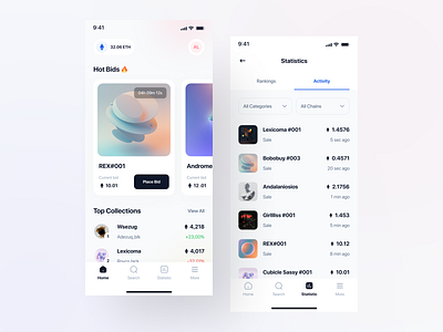 Nifty - NFT Marketplace App UI Kit coin crypto cryptocurrency design eth finance financial ios marketing mobile mobile design money nft stock ui ui kit ui8 uidesign uikit ux