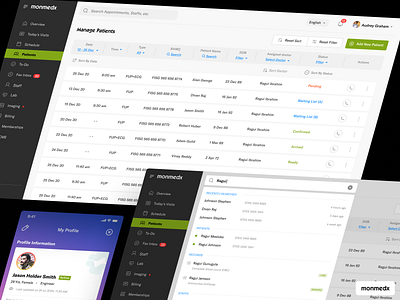 MonMedX - Manage patient portal clinical app clinical dashboard consultation dashboard doctor app doctor dashboard manage patient medical app medical dashboard medicine patient profile rx search patient task