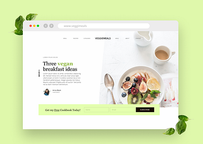 Vegan Recipes | Landing Page Design adobe photoshop adobe xd design food illustration illustrator minimal trend vegan