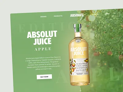 Absolut Vodka Juice Concept absolut absolut vodka alcohol animation bottle design figma graphic design slide ui uiux vodka webdesign