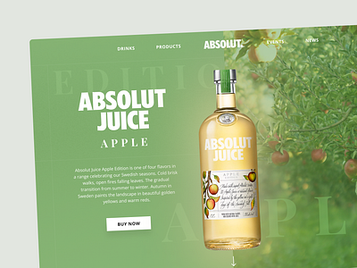Absolut Vodka Juice Concept absolut absolut vodka alcohol animation bottle design figma graphic design slide ui uiux vodka webdesign