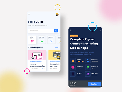 Courses mobile app app branding design graphic design typography ui ux