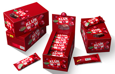 КLUK-WOW — candy with berries berry brand candy chocolate cranberry dessert flow pack food logo package package design trademark